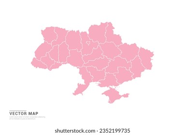 Mapa de Ucrania - Estilo abstracto rosado aislado en fondo blanco para infografía, vector de diseño.