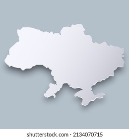 Ukraine Map with shadow. Cut paper. Vector illustration. Eps 10.