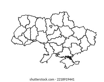 Ilustración de mapa de Ucrania en forma de eslabón de línea mínima en forma de vector aislado