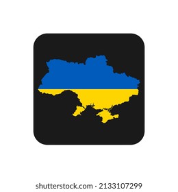 Ukraine-Karte Silhouette mit Flagge auf schwarzem Hintergrund