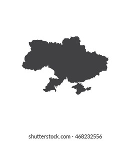 Ukraine map silhouette illustration on the white background. Vector illustration