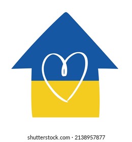 Ukraine map silhouette our home and house. Ukranian heart