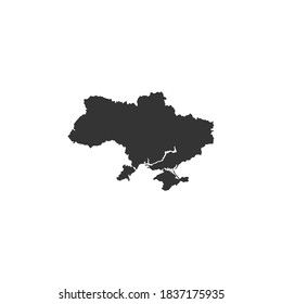 Ukraine map silhouette vector on a white background