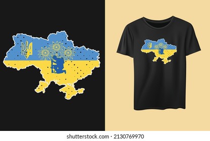 Ukraine map and soldier t-shirt design, Ukraine war, Russia war