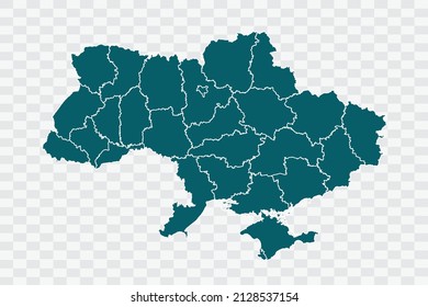 Ukraine Map Teal Green Color on Backgound png