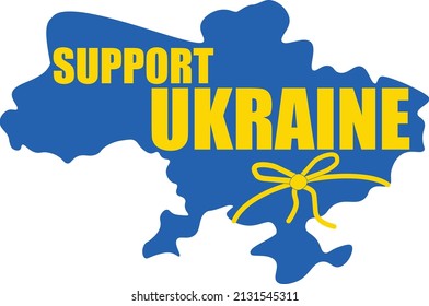 Ukraine map with the text SUPPORT UKRAINE, Ukraine map vector illustration, perfect sign and tag for support Ukraine campaign, suitable for news websites and brochures and t shirt print, minimalism