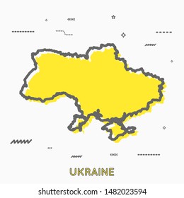 Ukraine map in thin line style with small geometric figures. Vector illustration modern concept