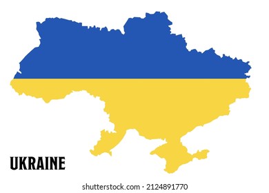 Ukraine map with Ukrainian flag. Vector silhouette isolated on white