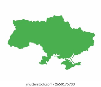 Ucrania Mapa Vector. Mapa de Ucrania en color verde. Fondo blanco. Blanco aislado. Dibujo del mapa de Ucrania. Mapa de cuadrícula