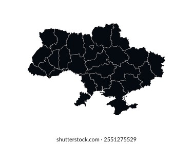 Ukraine Map vector icon. Map of Ukraine Black Silhouette.