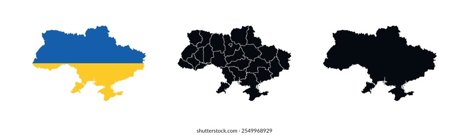 Icono de Vector de mapa de Ucrania. Mapa de Ucrania de varios estilos.