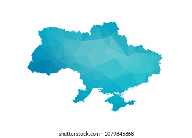 Ukraine map vector illustration in polygonal style,Low poly design on white background