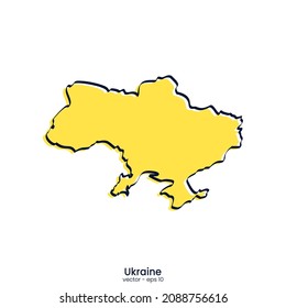 Ukraine map vector illustration template design. Outline style.