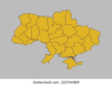 Ukraine map vector, Isolated on gray background
