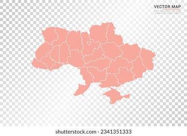 Ukraine map vector orange color on transparent background.