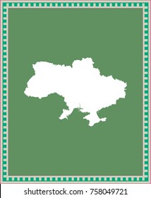 Ukraine map vector outline illustration in green background with creative frame design