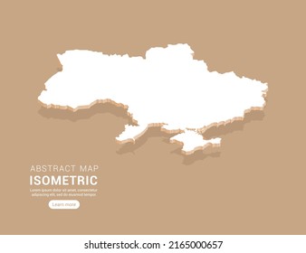 Ukraine map white on brown background with isometric vector.