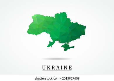 Mapa de Ucrania - Mapa Mundial Plantilla vectorial internacional, estilo de polígono bajo con color verde aislado en fondo blanco - Ilustraciones vectoriales 10
