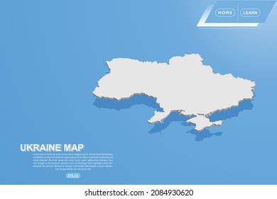 Ukraine Karte - Weltkarte Internationale Vektorvorlage mit isometrischem Stil einschließlich Schatten, weißer Farbe auf blauem Hintergrund für Design, Website, Infografik - Vektorgrafik eps10
