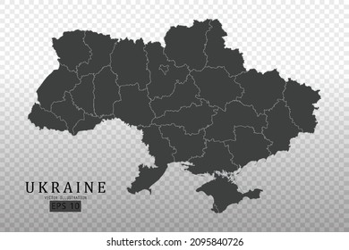 Ukraine Map - World Map International vector template with High detailed including black and grey outline color isolated on transparent background - Vector illustration eps 10