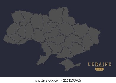 Ukraine Map - World Map International vector template with High detailed including grey and black outline color isolated on black background - Vector illustration eps 10