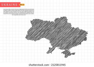 Ukraine Map - World Map International vector template with black outline graphic sketch and old school style isolated on white grid background - Vector illustration eps 10