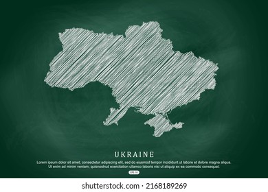 Ukraine Map - World Map International vector template with white outline graphic sketch and old school style  isolated on Green Chalkboard background - Vector illustration eps 10