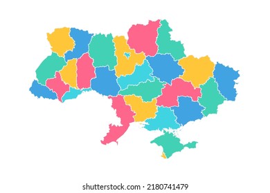 Mapa de Ucrania - Mapa Mundial Plantilla vectorial internacional con alto nivel de detalle incluyendo azul, verde, rosa y amarillo color de contorno aislado en fondo blanco - Ilustración vectorial eps 10