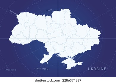 Ukraine Map - World Map International vector template with High detailed and white color including circle line on blue background for design, infographic, website - Vector illustration eps 10