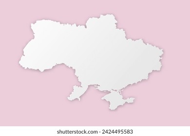 Ukraine Map - World map International vector template with paper cut style including shadow and white color on pink background for design, education, website - Vector illustration eps 10 Map