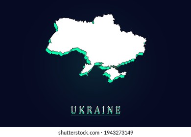 Ukraine Map - World map vector template with green and white  color gradient isolated on dark background - Vector illustration eps 10