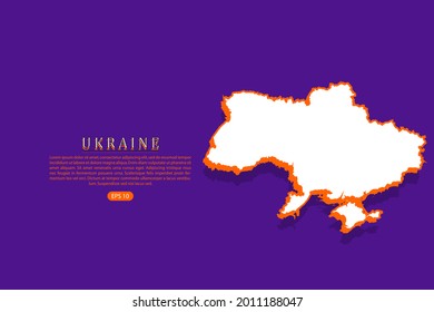 Ukraine map - World map vector template with isometric style including shadow, white and orange color on purple background - Vector illustration eps 10