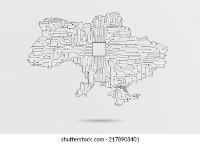 Ukraine Map - World map vector template with Abstract futuristic circuit board Illustration or High-tech technology mash line and point scales on white background - Vector illustration ep 10