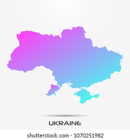 Ukraine map,border with pink and turquoise gradient. Vector illustration