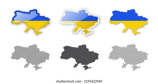 Ukraine - Maps Collection. Six maps of different designs. Set of vector illustrations