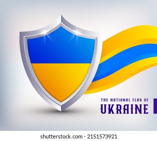 Ukraine metal shield flag vector design. Ukraine Flag Shield design Template. Ukraine independent day national flag design.