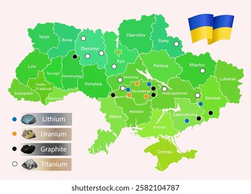 Ukraine Mineral extraction map. Vector information illustration