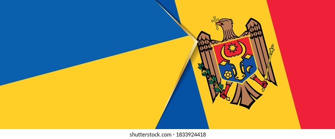 Ukraine and Moldova flags, two vector flags symbol of relationship or confrontation.