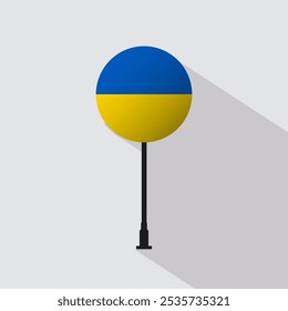 Ukraine National Circle Sign Flag Vector Illustration
