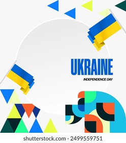 Ukraine National Day square banner. Modern geometric background with colorful style for Ukrainian Day. Happy Independence Day of Ukraine greeting card cover in flag colors. Happy national day