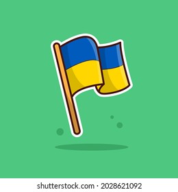 Ukraine National Flag Cartoon Vector Illustration. Good Used for Sticker, Logo, Icon, Clipart, Etc - EPS 10 Vector