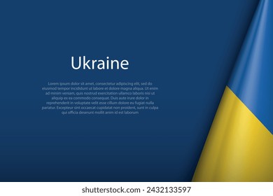 Ukraine national flag isolated on dark background with copyspace