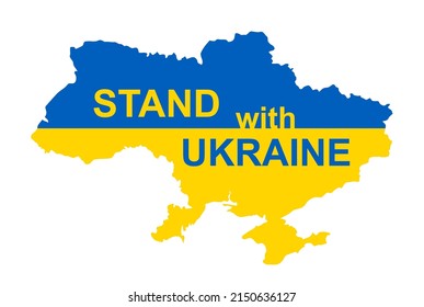 Ukraine national flag in map Ukrainian map form - Stand with Ukraine concept, for banner and web design, vector illustration
