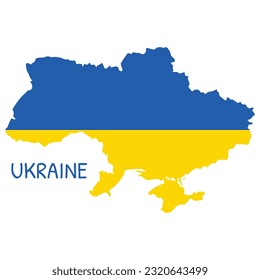 Ukraine National Flag Shaped as Country Map