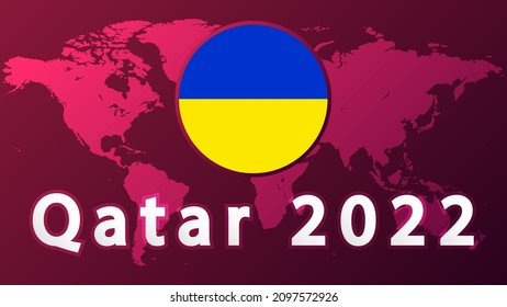 Ukraine national football team .2022 football competition vector design. Not official logo qatar 2022. .Football Tournament, Football Cup, Background Design Template, Vector Illustration, 2022