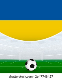 Ukraine National Football Theme, Stadium and Soccer Ball. Soccer Match Concept in Ukraine. Ideal for use in sports event promotions, football themed designs, and tournament advertisements.