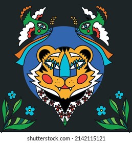 Ukraine national illustration mascot blue yellow vector art herbal animal