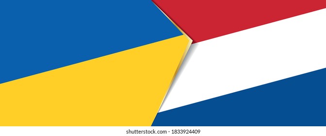 Ukraine and Netherlands flags, two vector flags symbol of relationship or confrontation.