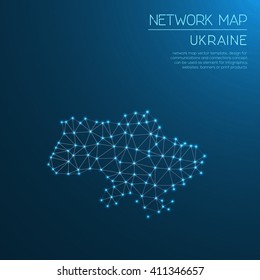 Ukraine network map. Abstract polygonal map design. Internet connections vector illustration.