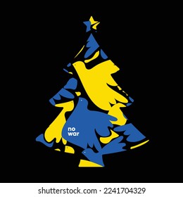 Ukraine no war concept Christmas tree. Modern flat pictogram, internet concept.